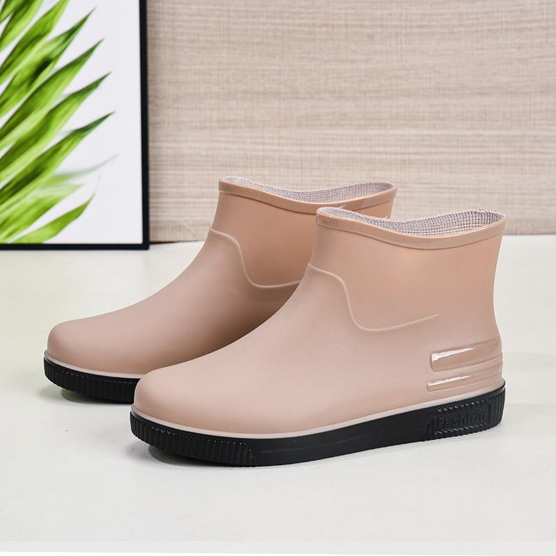 New Fashionable Women's Low-tube Rain Boots Warm and Non-slip Short Tube Water Shoes Beef Tendon Sole Wear-resistant Adult Water Shoes