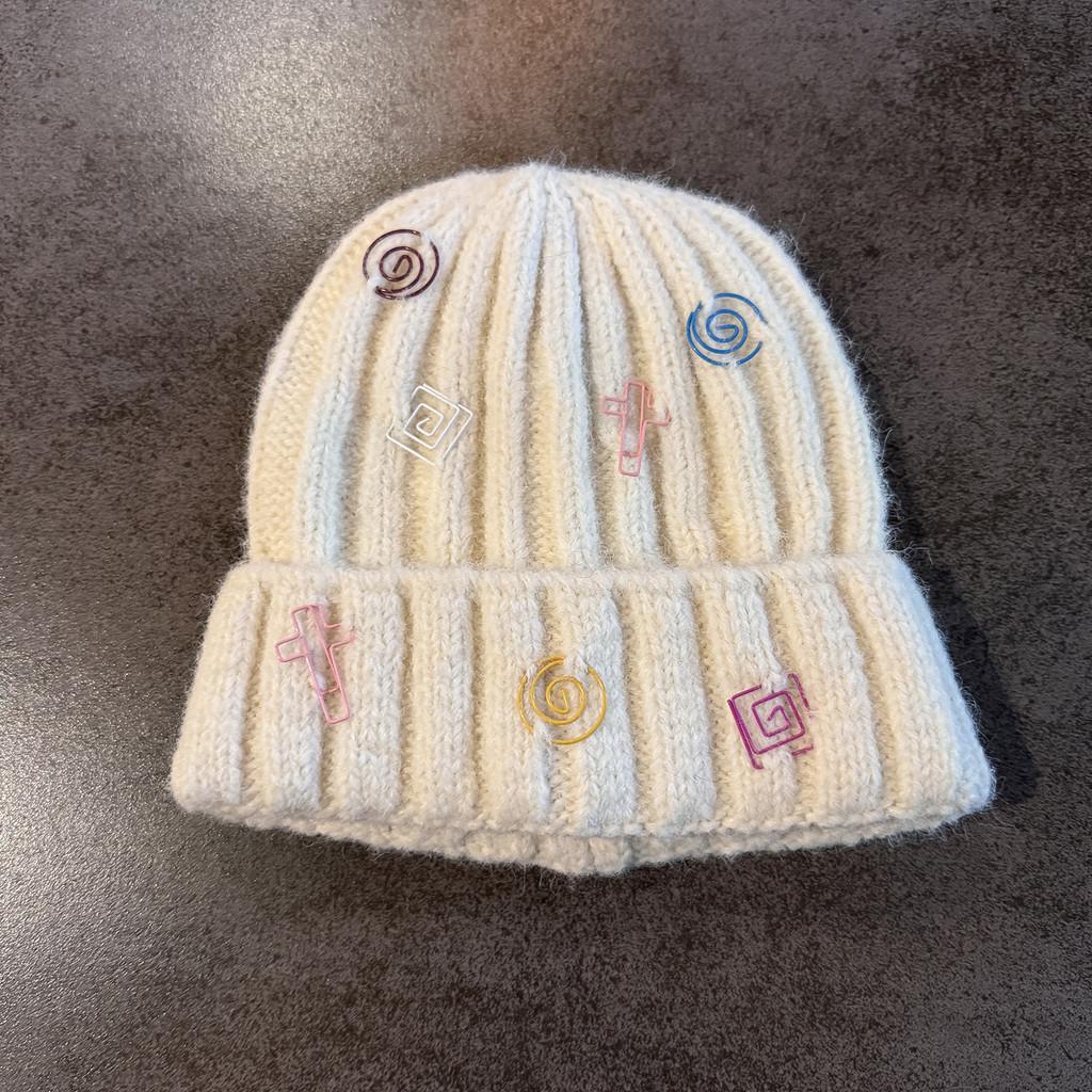 Fashion Knitted Hat With Double Ring Embellishment For Winter Sports And Casual