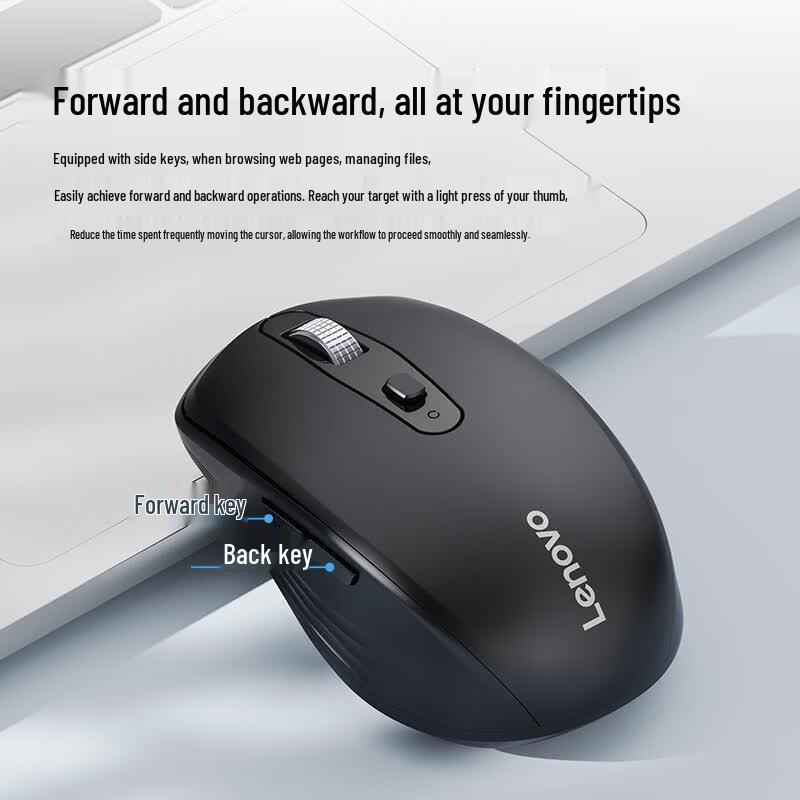 Lenovo Портативная беспроводная Bluetooth-мышь для бизнеса, двухрежимная, эргономичная