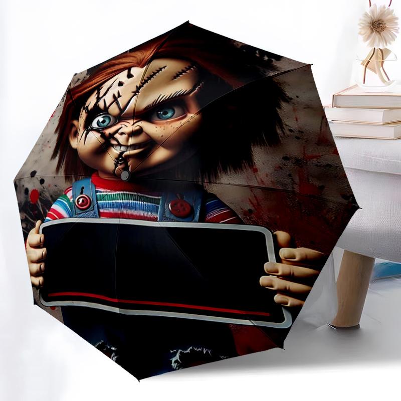 1pc Chucky's Creepy Corner Automatic Open/CloseUmbrella, Portable Compact Umbrella for Men & Women I017