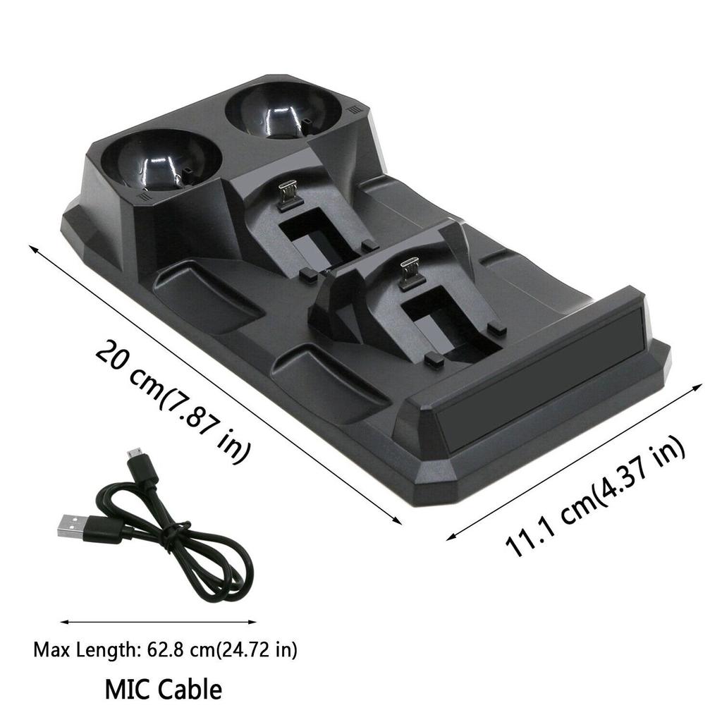 4 In 1 Charger for PS Move/PS4 Controller Gamepad Powered By Host USB, Fast Charging Base, with Charging Status Indicator, Controllers Organizer