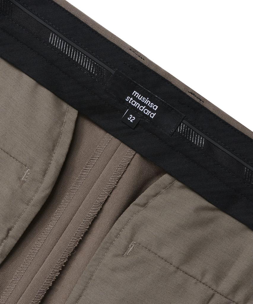MUSINSA STANDARD Super Wide Hidden Banding Crop Slacks [Dusty Beige]