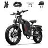 TIFGALOP Adult Electric Bicycle, 2000W Powerful Dual Motor, 52V 24Ah Lithium-ion Battery, 45-90 Km Range, 20-inch Wide Tires