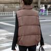 Осенне-зимние куртки без рукавов для женщин, верхняя одежда больших размеров, модное свободное толстое теплое пальто с воротником-стойкой, женский жилет