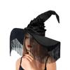 Halloween Witch Hat,Ruffle Tassel Witch Hat Costume Accessories