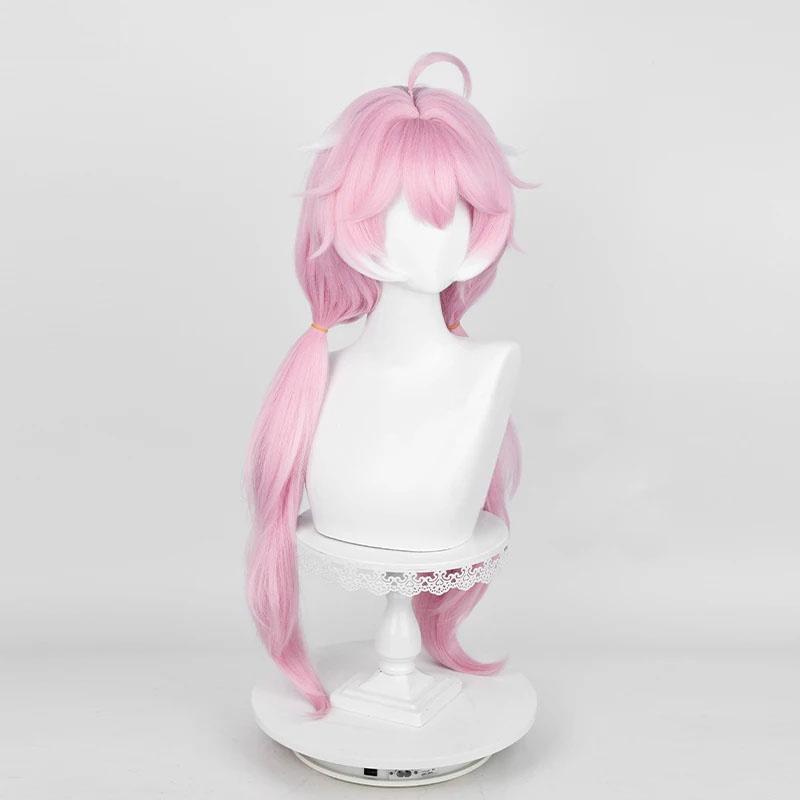 Парик для косплея Encore Game Long Pink White Highlights Unisex Термостойкие синтетические волосы Хэллоуин Аниме Парики + Шапочка для парика