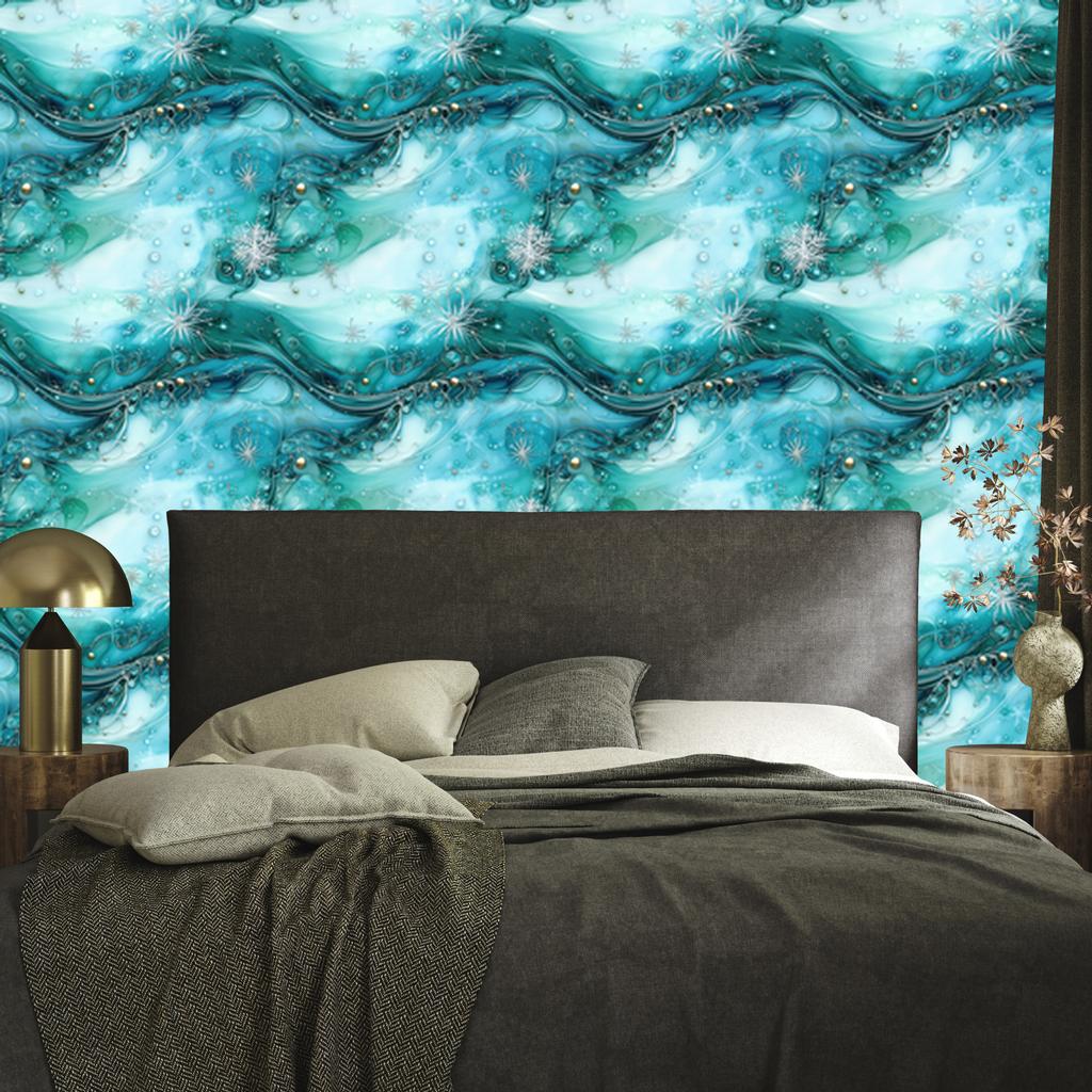 Ink Wallpaper Turquoise, Celadon and Sea Blue for Living Room and Bedroom 50x1000