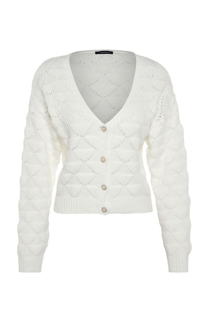 Женский модный стильный кардиган из норки, ажурный перфорированный трикотаж с v-образным вырезом, кардиган