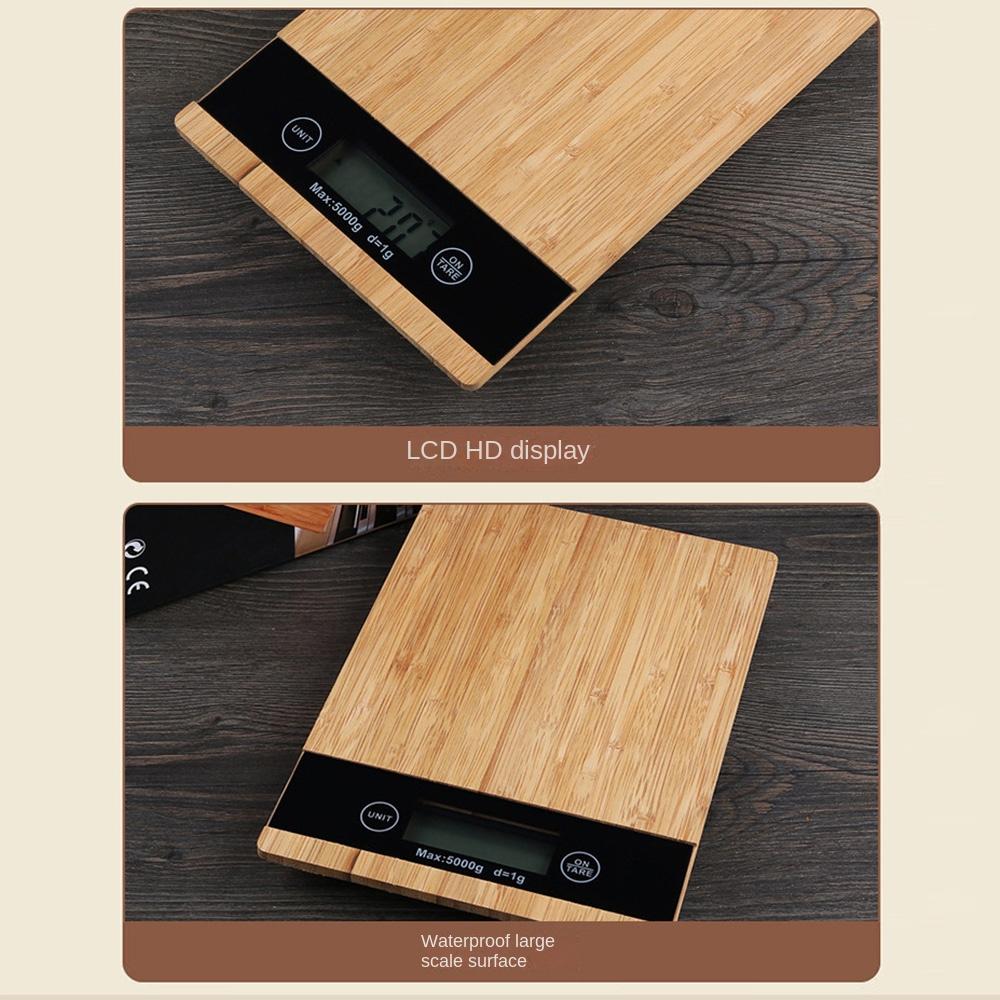 5kg Weighing Bamboo Kitchen Scale LCD Display Electronic Household Scale Digital Food Scales  Fruit