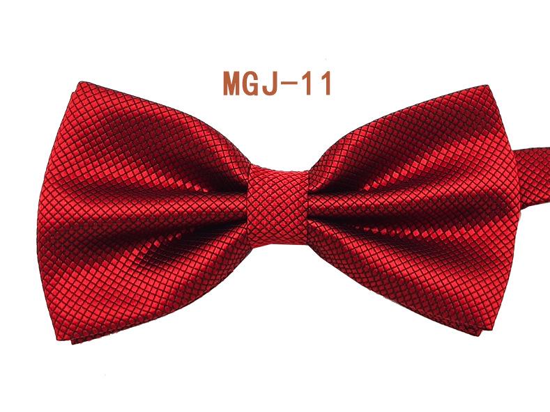 Men's Solid Black Double Layer Bow Tie - British Cube Grid, 27 Colors Available for Formal Events and Weddings.