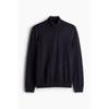 HM slimM Fit Zip Top Тонкий вязаный свитер темно-синего цвета