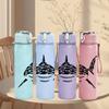 1PC Shark Head Black Line Art 750ml Color Plastic Sports Water Bottle Leakproof Flip Straw Lid Suitable for Sports Office Home Use