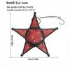 Pentagram Iron Candle Holder Colorful Stained Glass Windproof Hanging Lantern for Christmas Holiday Tabletop Decor