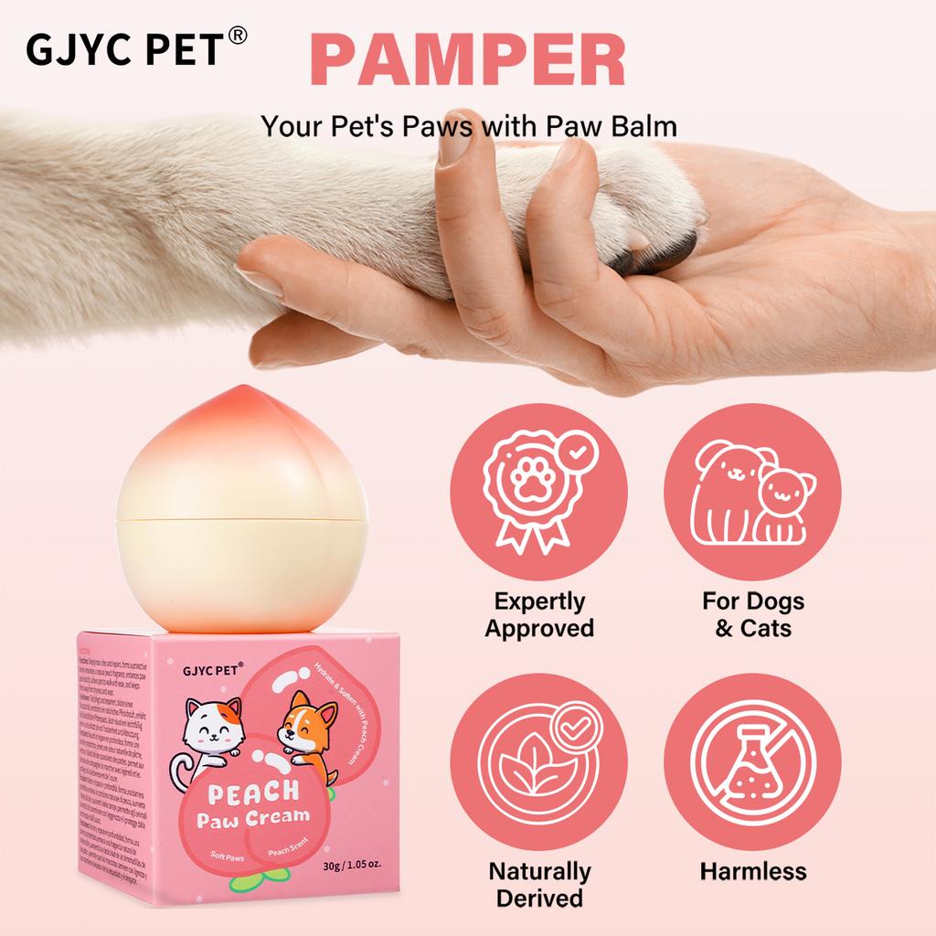 Pet Paw Balm 30ml Peach Scent Gentle Hypoallergenic Moisturizes Repairs Dry Cracked Paws For All Breeds Dogs Cats Daily Grooming