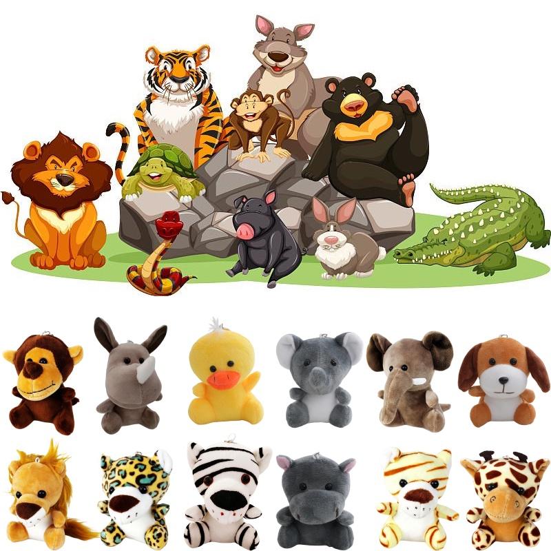 Оптовые куклы-игровые автоматы с лесными животными, плюшевые игрушки «Тигр и лев» четыре дюйма, брелоки, украшения и аксессуары, плюш, ПП хлопок, настраиваемые)