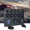 5 Gang 12V LED Light Switch Control Panel Voltmeter 2 USB Charger Circuit Control LED On Off for RV Truck Boat ATV Caravan