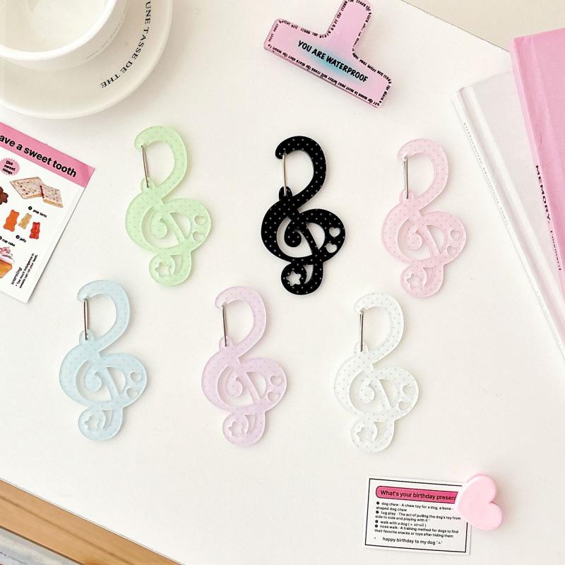 Карабин в форме ноты в горошек, альпинистская пряжка, акриловая пряжка конфетного цвета, брелок, многофункциональный крючок для ключей