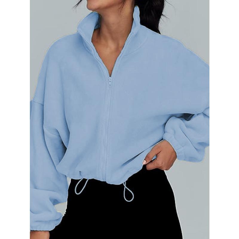 Женская одежда Европейская американская популярная толстовка из полар-флиса Спортивная куртка Стойка воротник Плюс бархат Куртка на молнии Толстовки