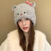 New Women Loose Beanie Hat With Cute Cat Ear Lovely Bow Style Winter Knitted Hats For Female Streetwear Winter Hat