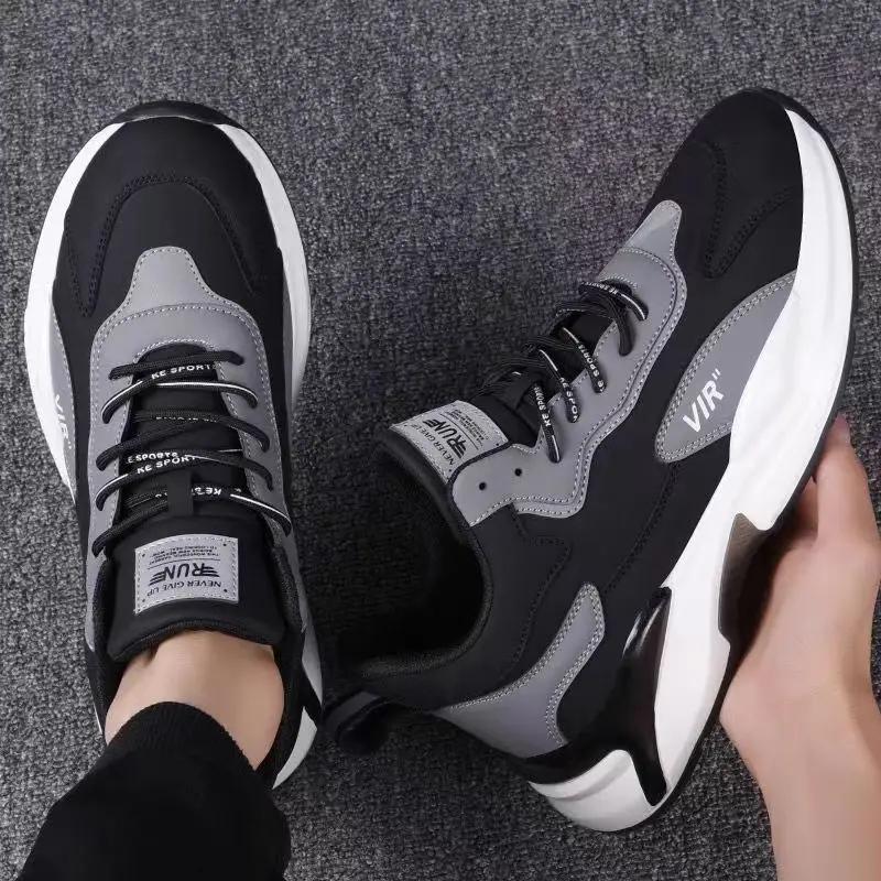 Fashion Men's Sneakers Comfortable Vulcanized Shoes Platform PU Casual Runing Shoes Men New Trendy Lace-up Sneakers Zapatillas Hombre