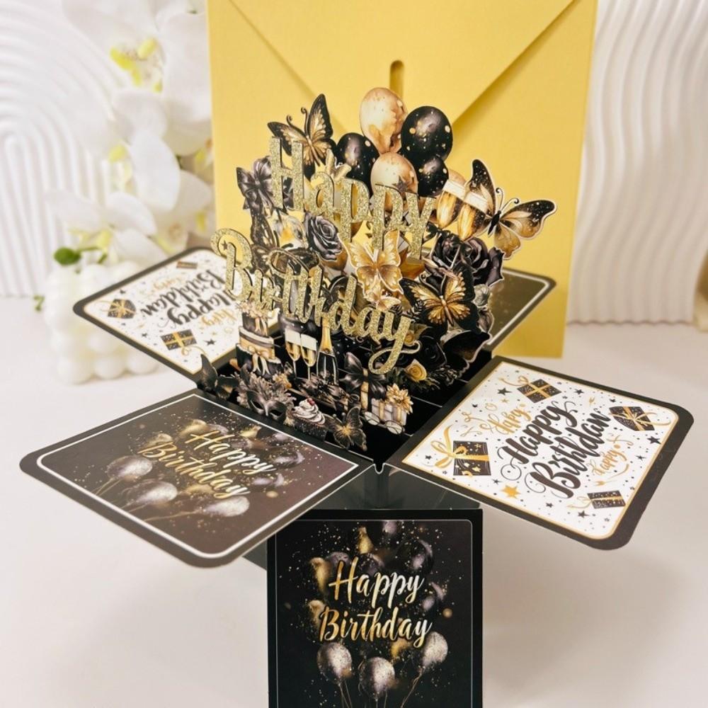With Envelope 3D Birthday Card Cartoon Message Card Handmade Pop-Up Birthday Card  Christmas
