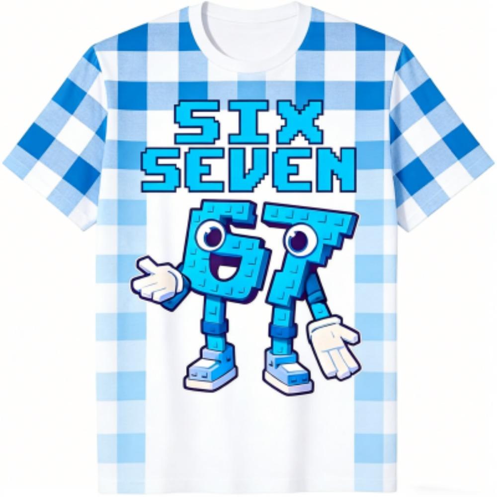 Fashion Kids T-Shirt 67 Six Seven Stripe Print Boy and Girl Tees Top Summer Short Sleeve O Neck Casual Outdoor Kids Clothing