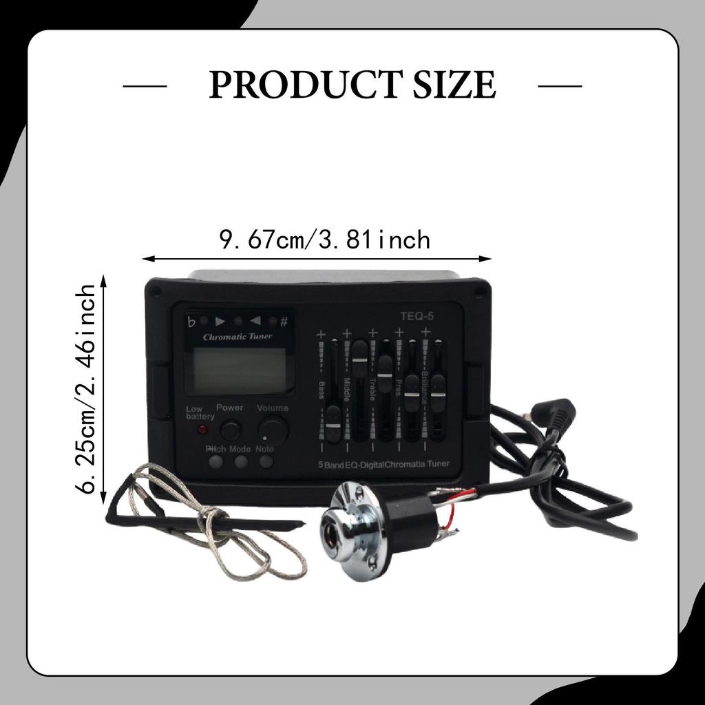 5-полосный предусилитель для акустической гитары, хроматический тюнер, пьезо-звукосниматель, регулятор громкости для