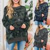 Womens Plus Size Crewneck Baggy Tops T Shirt Ladies Camouflage Sweatshirt Blouse