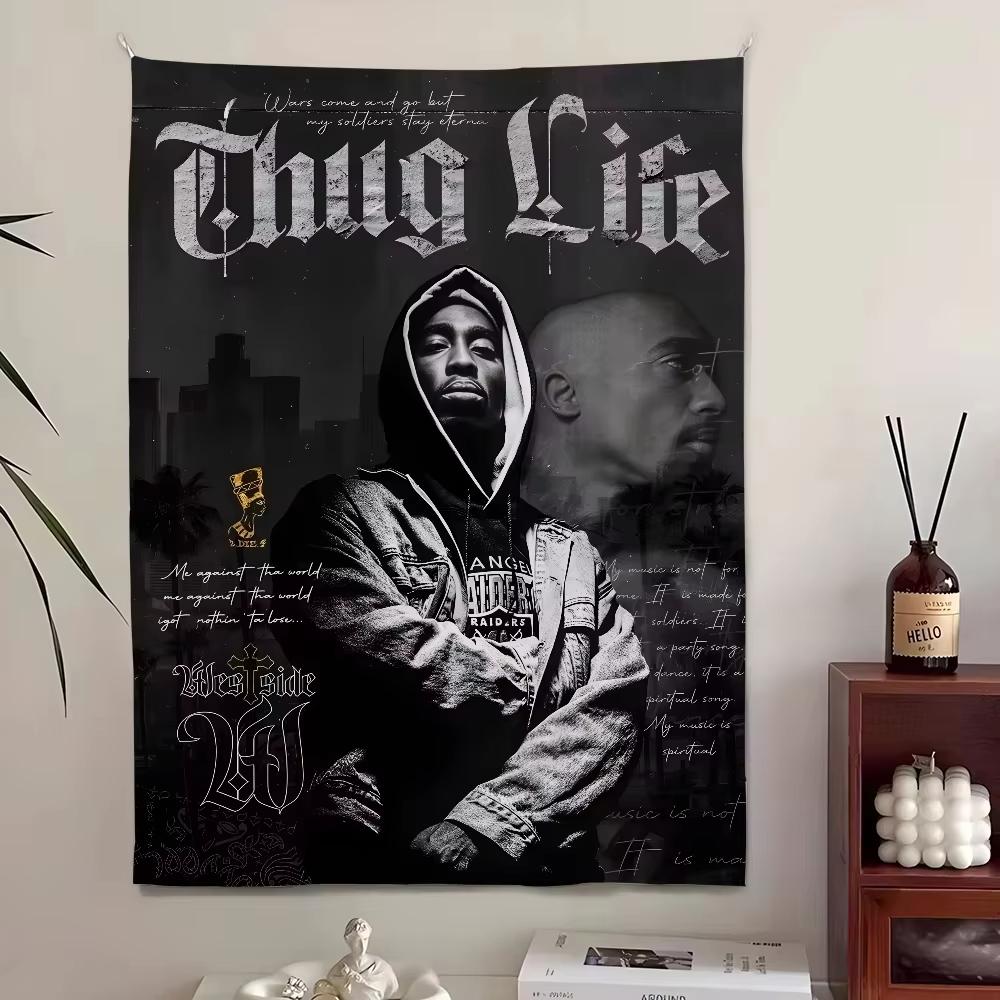 SShakur Rapper Album Tapestry Wall Art Bedroom Decor Backdrop Banner Ideal for Home Living Room Decoration