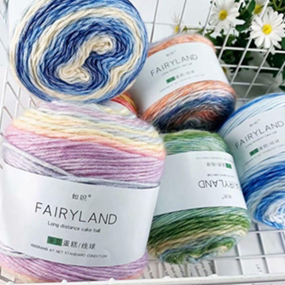 Hand-woven Rainbow Woollen Yarn 100g Multi-Color Yarn Dyeing Crocheting Cake Yarn  Baby