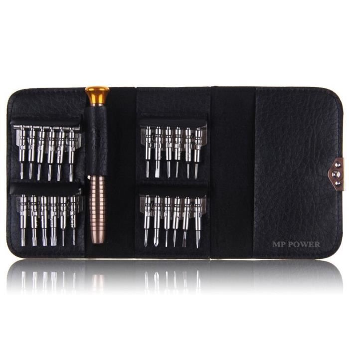 Portable 25 en 1 Kit de Tournevis de précision Mini tournevis 24 pièces Outils pour Smartphone PC Ordinateur Portable et Tablette i