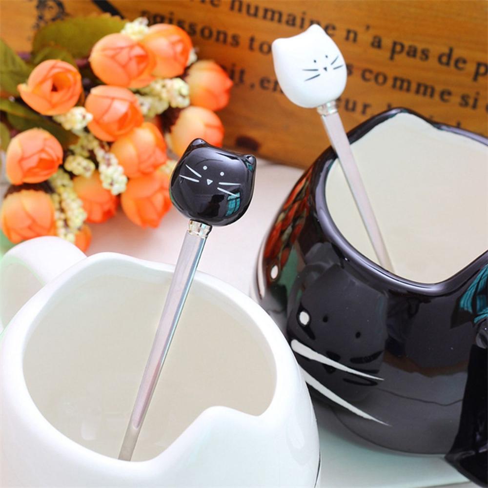 Tableware Stainless Steel Cute Animals Coffee Stirrer Tea Spoons Cat Dessert Spoon Stirring Tool