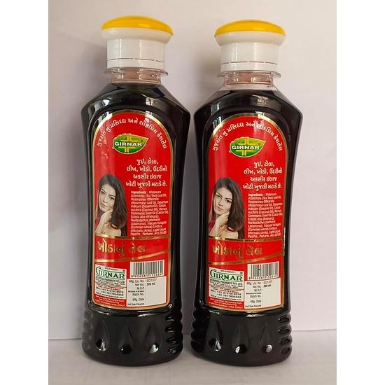 Масло для волос Girnar против перхоти и вшей с нимом | Аюрведическое нелипкое масло для сухой кожи головы | Масло для волос Herbal Khoda, 200 мл, упаковка из 2 шт.