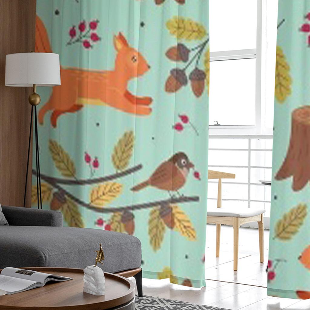 Осенние лесные животные, прозрачные шторы для гостиной, прозрачный тюль, занавески для окон, спальни, кухни, домашний декор, вуаль, шторы