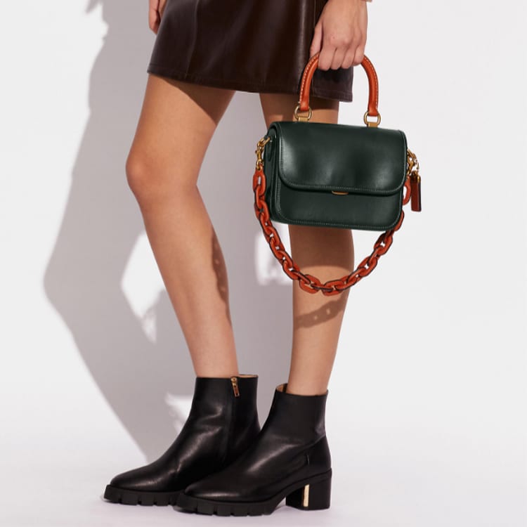 COACH Rogue Leather Trunk Bag, Small Square Bag, Shoulder Bag, Crossbody Bag, Handbag Small Women's C6860-B4SZG