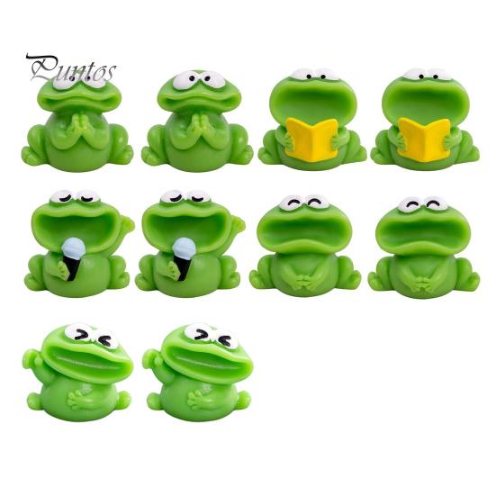 Mini Frog Figurines Cartoon Big Mouth Chorus Frog Statue for Moss Landscape Flower Pot Accessories Resin Miniature Desktop Ornament for Car Home Decor