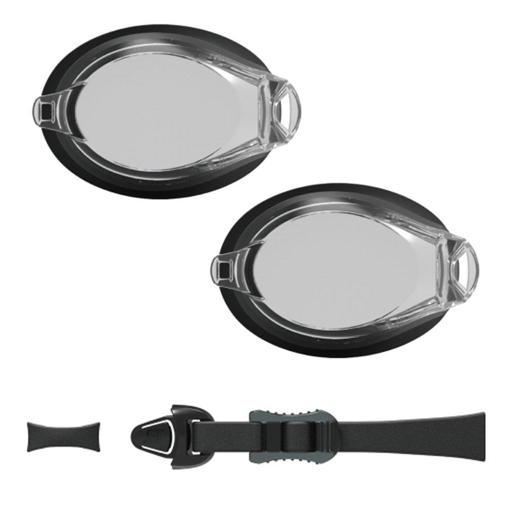 SWANS Prescription Lenses Special Parts Set Assembly Type Swimming Goggles Fitness Type Smoke x Black (2 pieces) + FCL45PAF-SMK-PS45-BK (3.5)