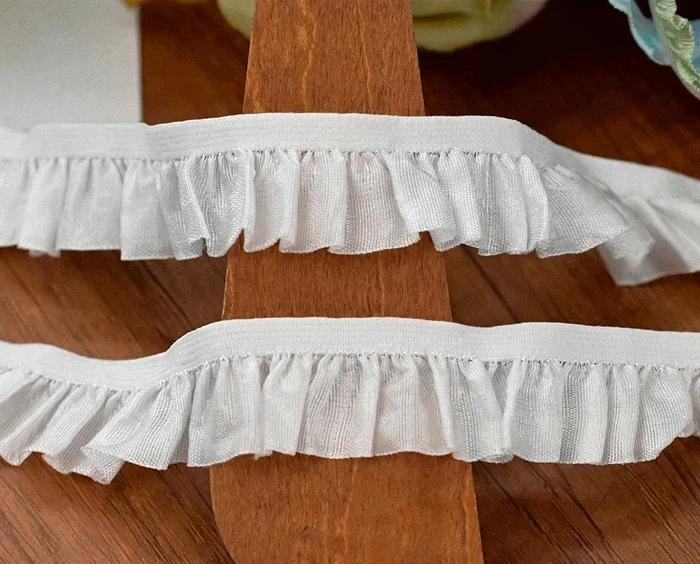 21 Color Stretchy Ealstic Ruffle Pleat Dance Shirt 1.5-2.5cm Wide Skirt Dress Edging Lace Trim Ribbon 10 Meters