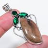 Natural Bloodstone, Diopside 925 Sterling Silver Jewelry Pendant 2.56" M2k25