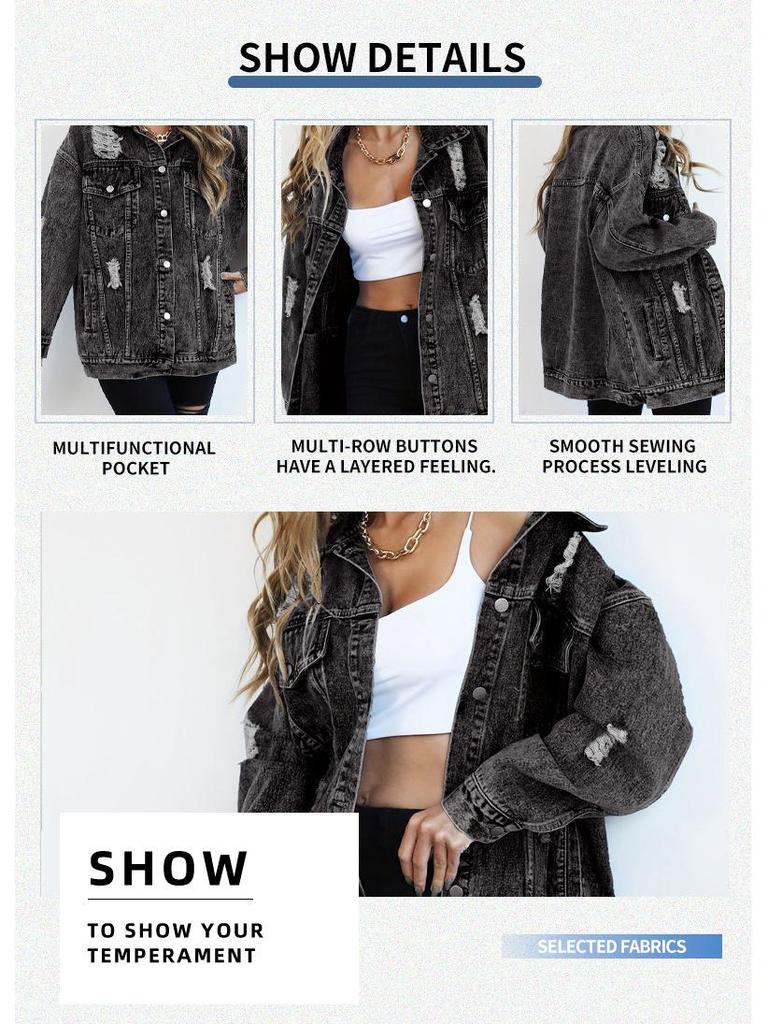 Xintang Denim Стильная рваная куртка – Высококлассный европейский и американский дизайн для женщин