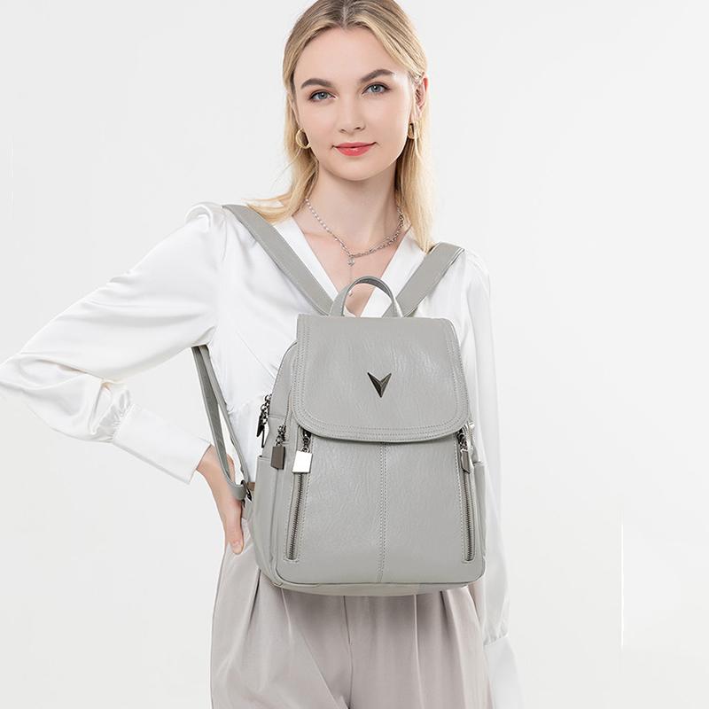 Backpack for Women PU Leather Shoulder Bag Rucksack Women's Knapsack Travel School Bags for Teenage Girls Back Pack