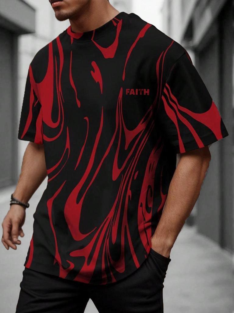 Мужская футболка для фитнеса с 3D-принтом, круглым вырезом, коротким рукавом