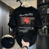 Summer INS Fashion Trend Loose Printed T-shirt for Men Short-sleeve Round Neck Tee Couple Clothes Black/ White XXS-6XL