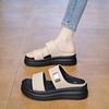 One-word Slippers Women's Summer Wear 2025 New Muffin Small Thick-soled Sandals with Skirts Casual Beach Shoes