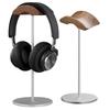 Kantof Headphone Stand, Made of Premium Natural Black Walnut Wood with Aluminum Alloy Finish, Elegant Headphone Hanger for Telework and Gaming, Silver