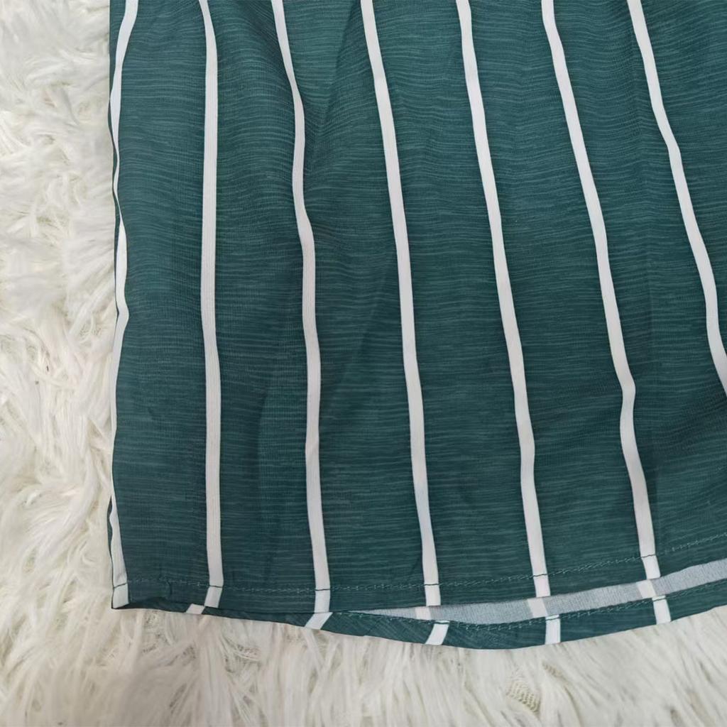 Женская свободная рубашка с длинным рукавом и лацканами в полоску