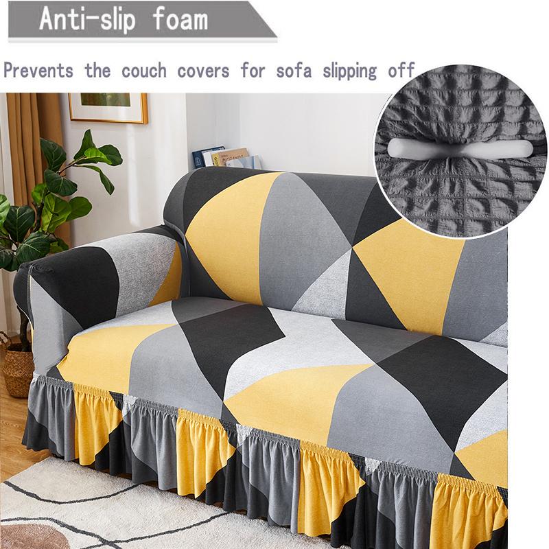 Высокоэластичный чехол для дивана с юбкой, эластичный, легко прилегающий чехол для кресла, дивана для гостиной, защита для мебели, чехол для дивана