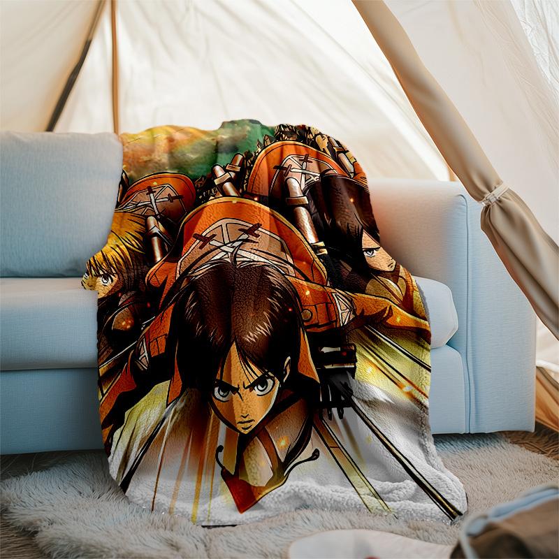 Attack on Titan printed throw blanket—lightweight,soft,warm;versatile blanket for all seasons—perfect as &air-conditioning throw,nap blanket