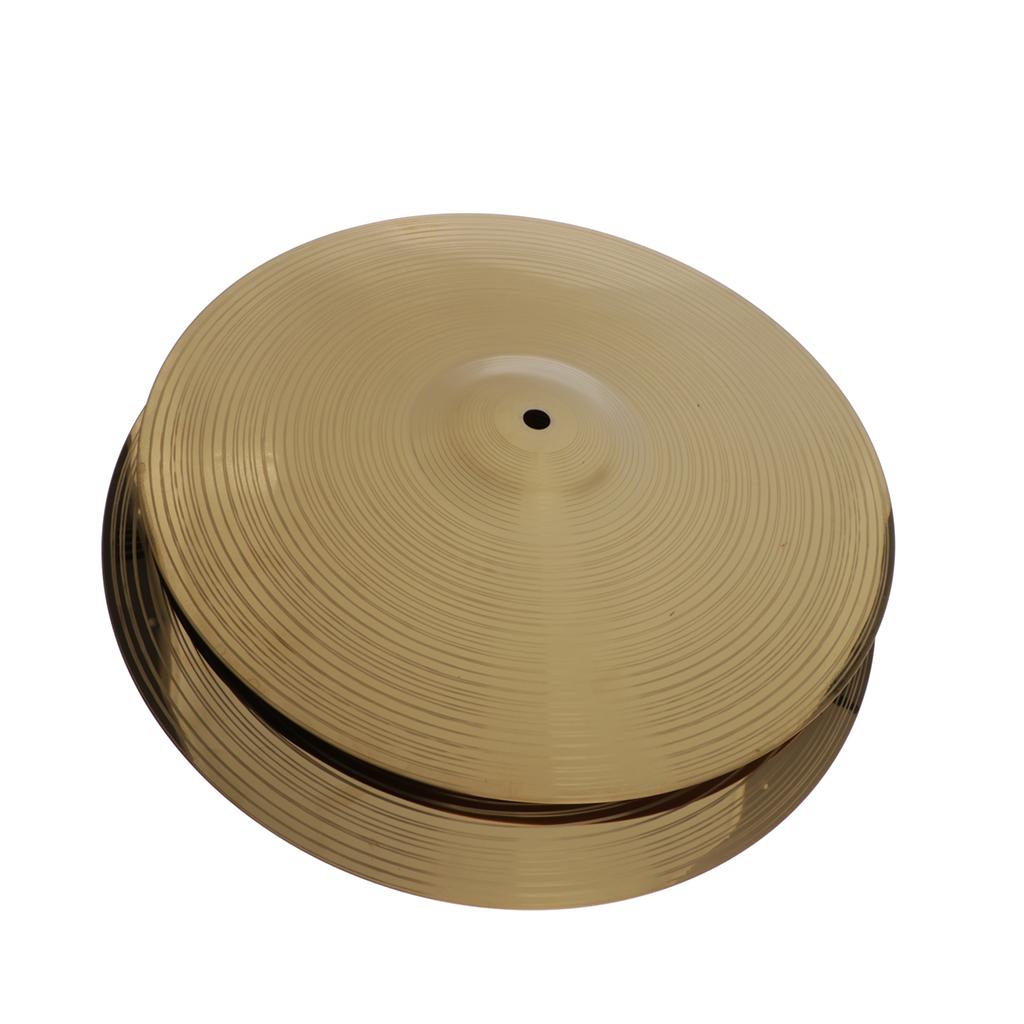 2 Pieces Alloy Hi Hat Cymbals 14inch for Drum Set Parts, Golden