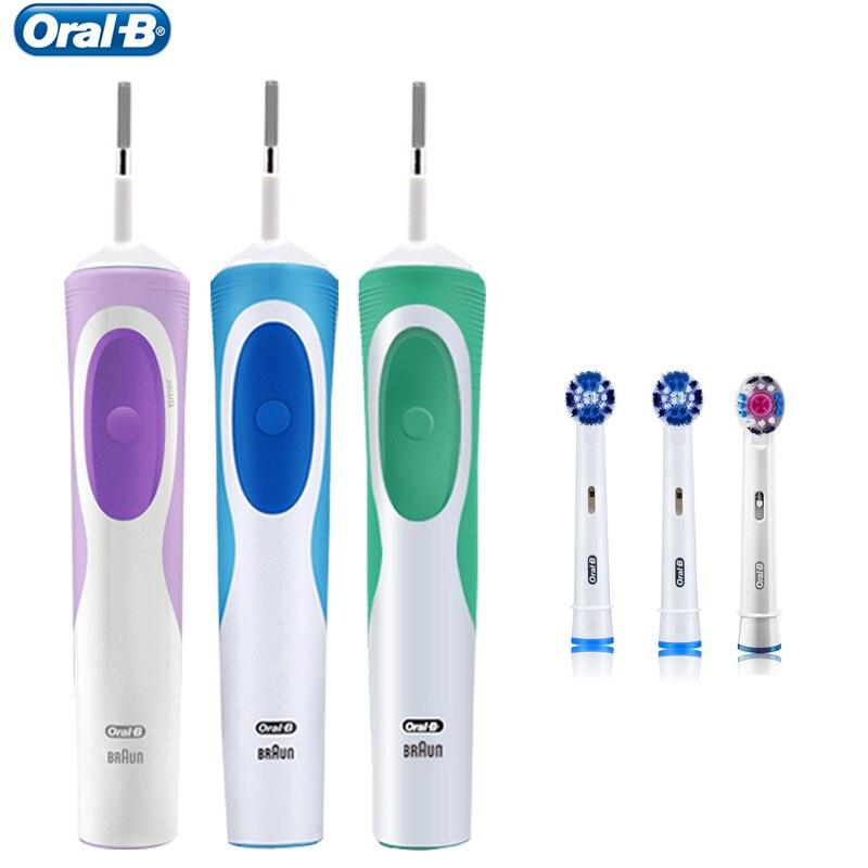 Oral B Dual Clean Electric Toothbrush Rotation Vibration Type Rechargeable Oral B Tooth Brush with 4 Brush Heads